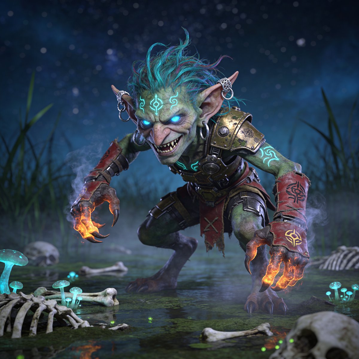 AI Prompt for Dark Fantasy Goblin Shaman Character Art