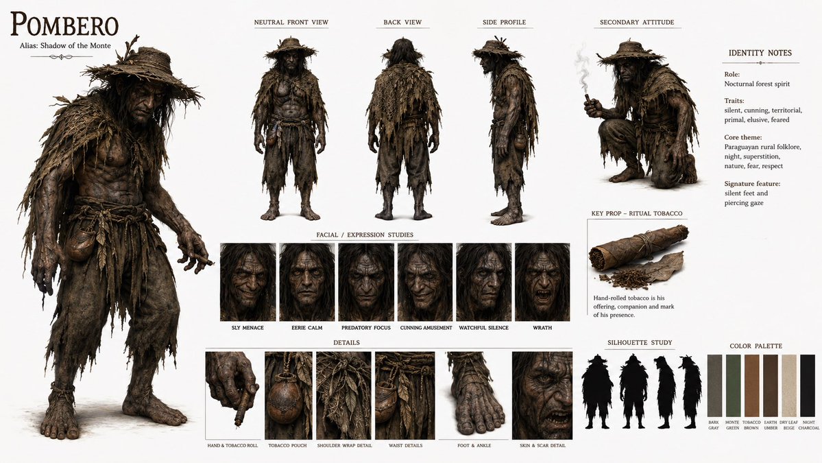 AI Prompt for Dark Paraguayan Folklore Character Concept Art