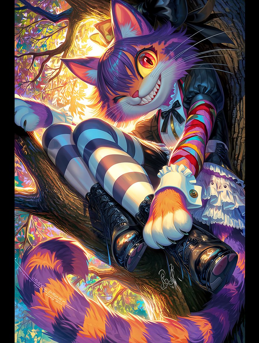 AI Prompt for Dark Pop Cheshire Cat Girl Illustration