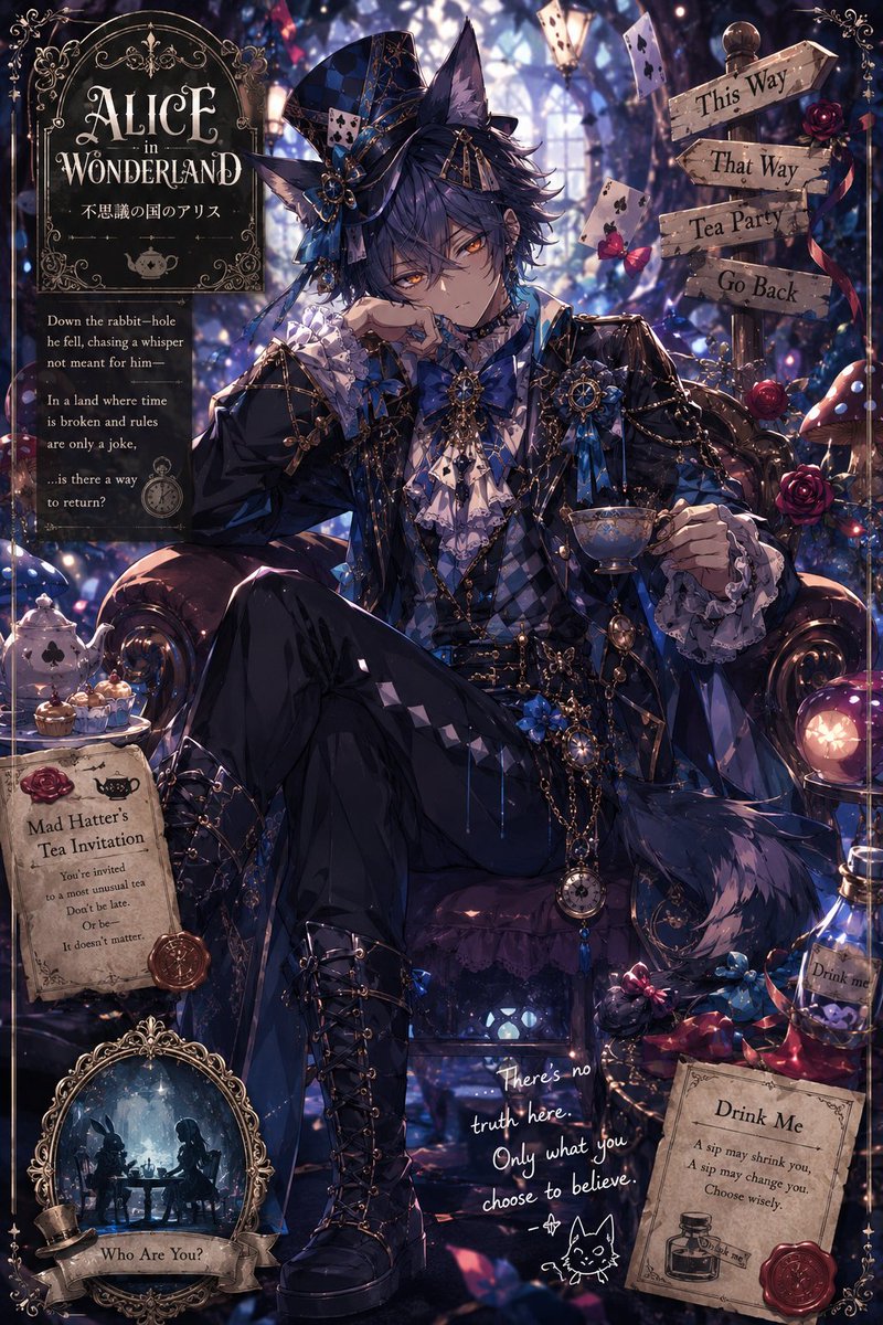 AI Prompt for Dark Victorian Anime Wonderland Poster Design