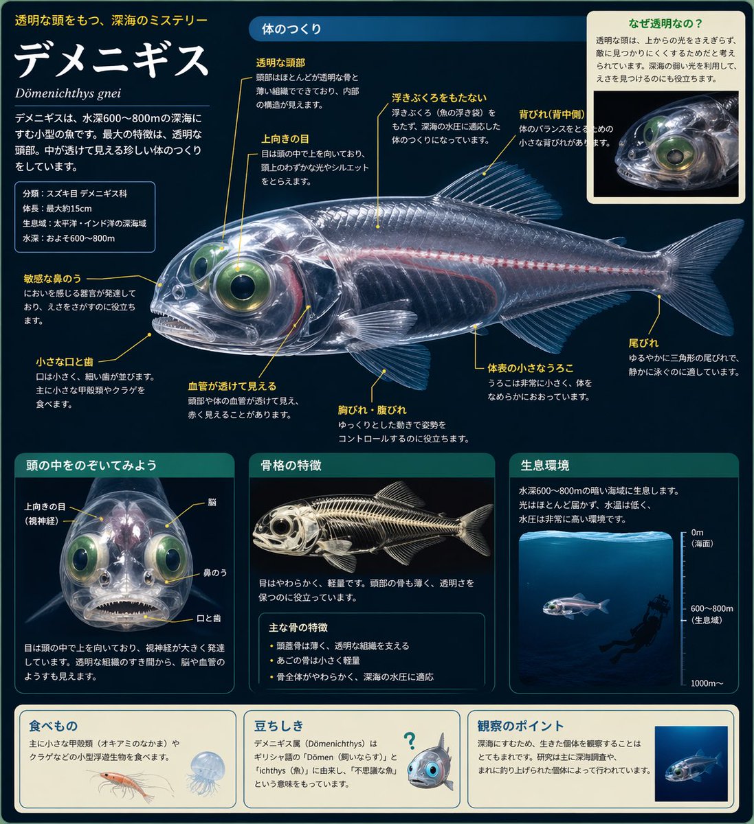 AI Prompt for Deep-Sea Fish Illustration with Infographic and Diagram