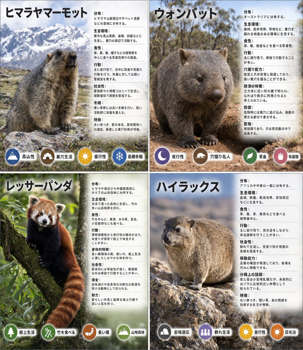 AI Prompt for Detailed Animal Infographic Grids