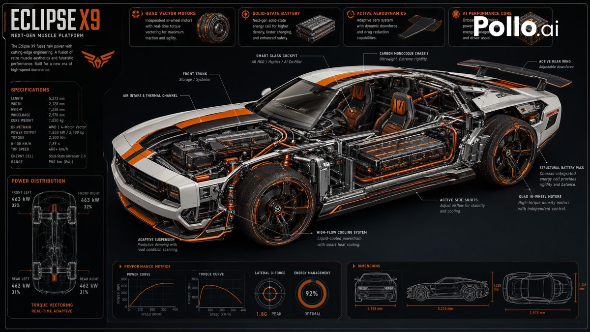 AI Prompt for Detailed Futuristic Muscle Car Infographic in Cyberpunk Style