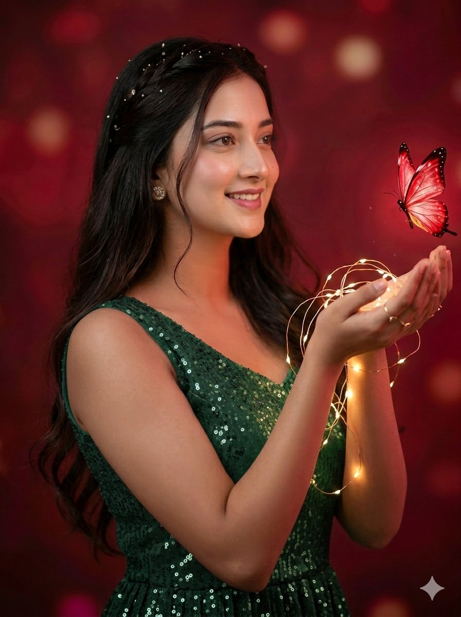 AI Prompt for Digital Portrait with Fairy Lights and Dreamy Effect