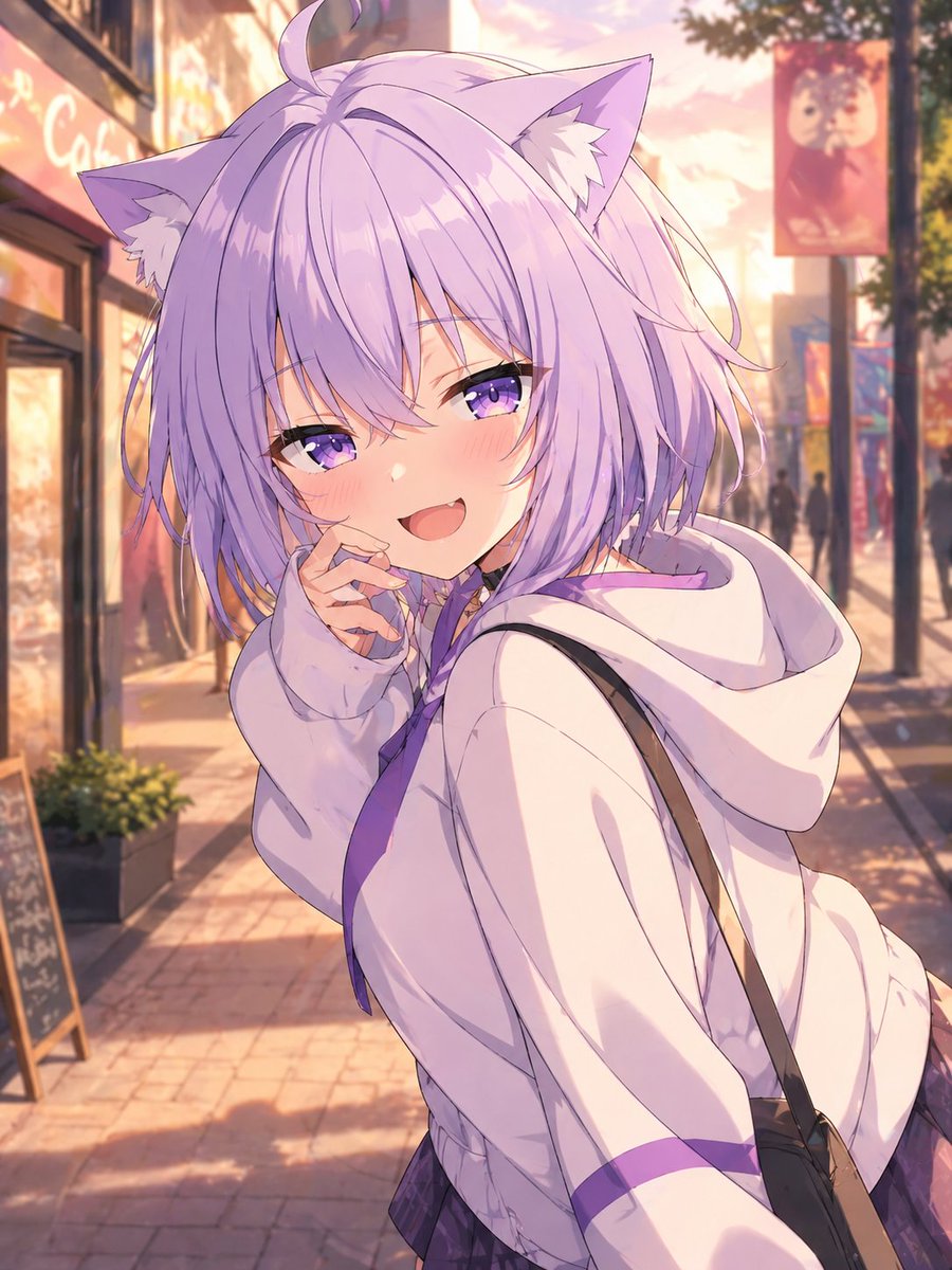 AI Prompt for Dreamy Anime Catgirl Portrait at Sunset