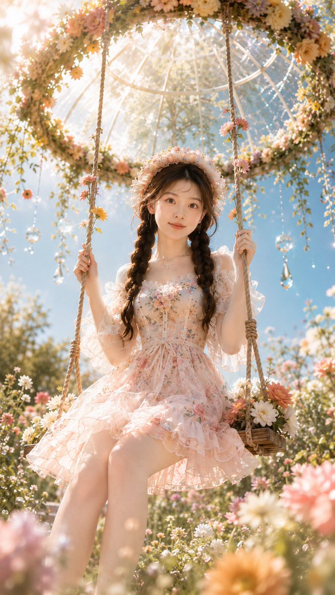 AI Prompt for Dreamy Fairytale Princess Portrait in Spring Garden Illustration