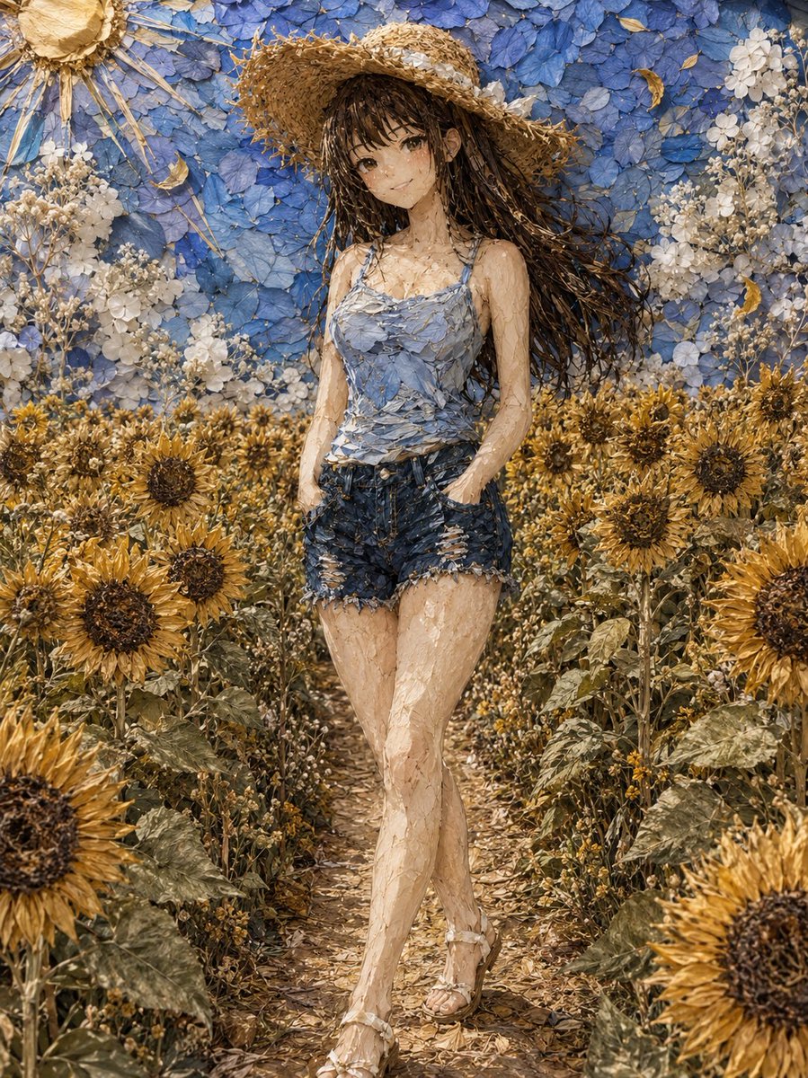 AI Prompt for Dried Flower Sunflower Landscape Portrait in Illustration Style