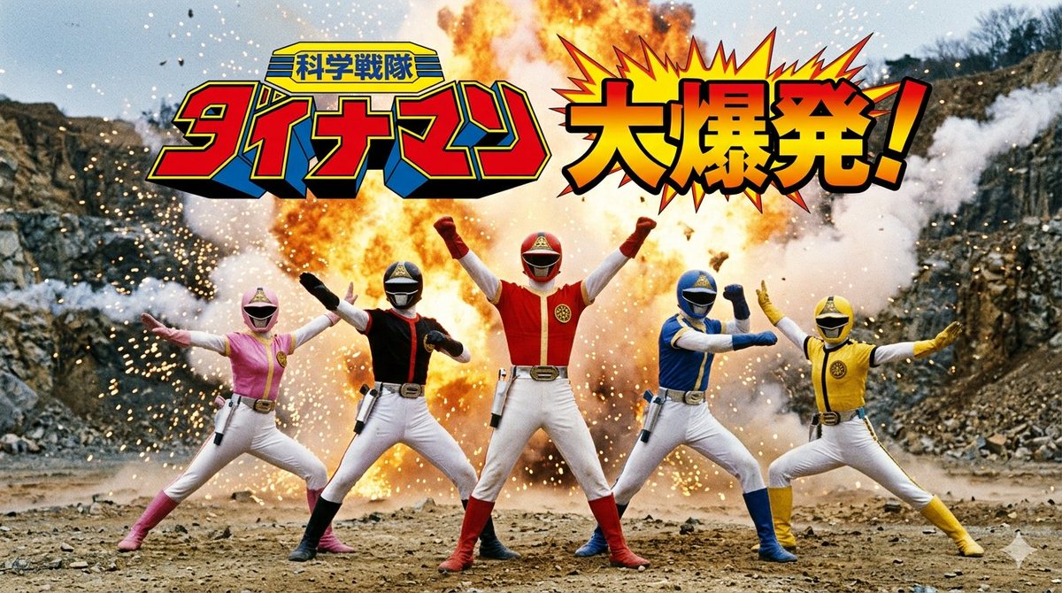 AI Prompt for Dynaman Anime Explosion Scene