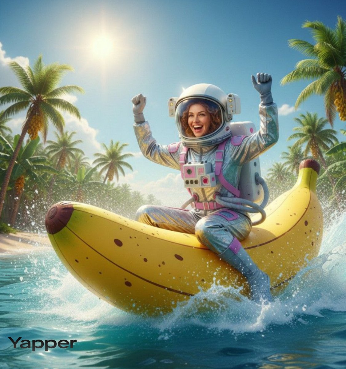 AI Prompt for Dynamic Cosmic Banana Rocket Illustration
