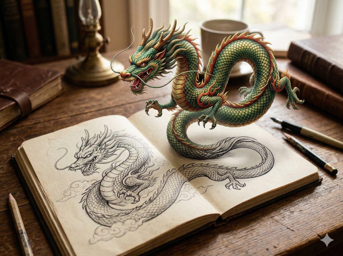 AI Prompt for Eastern Dragon Illustration with Emerging Entity