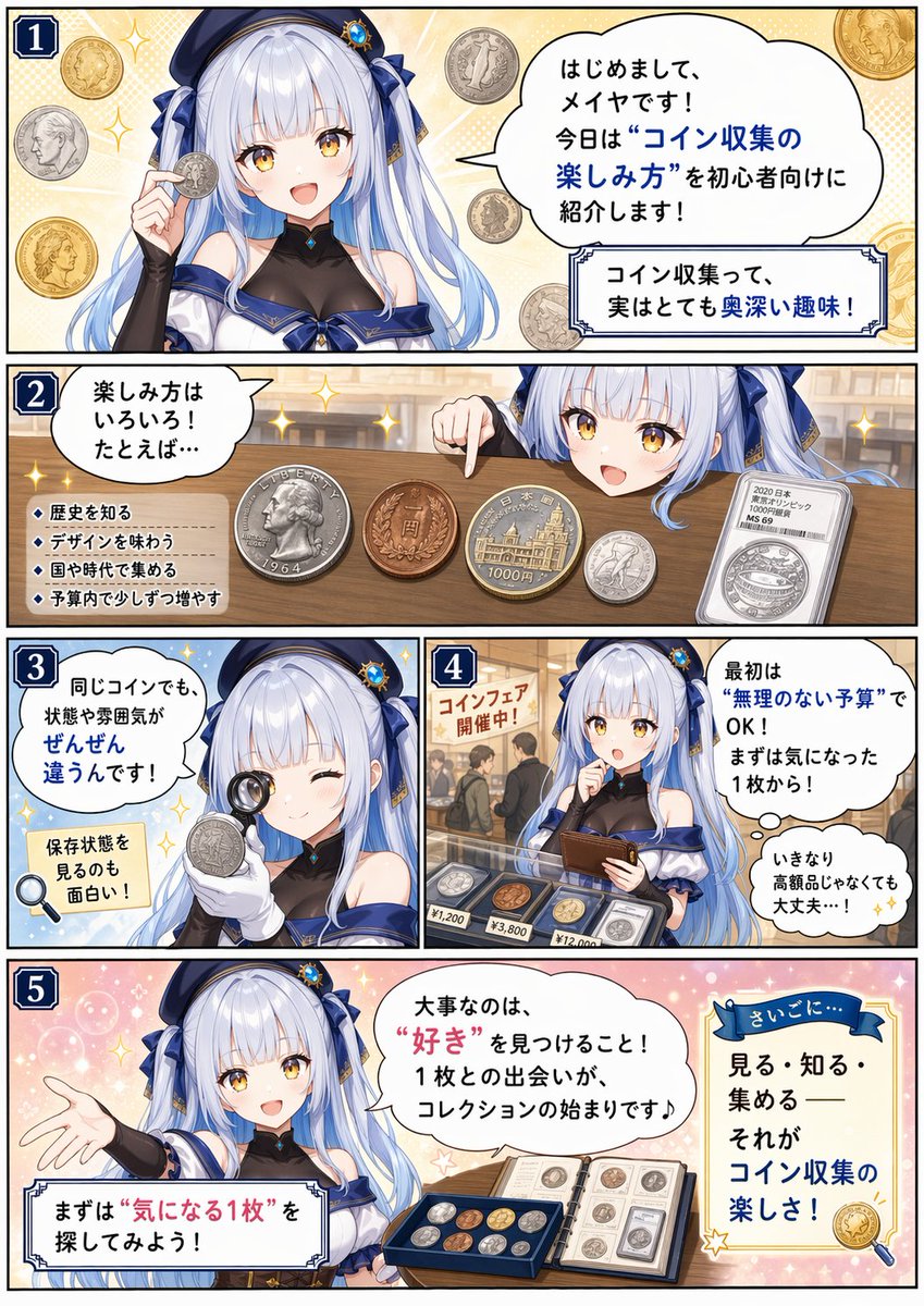 AI Prompt for Educational Coin Collecting Anime Art