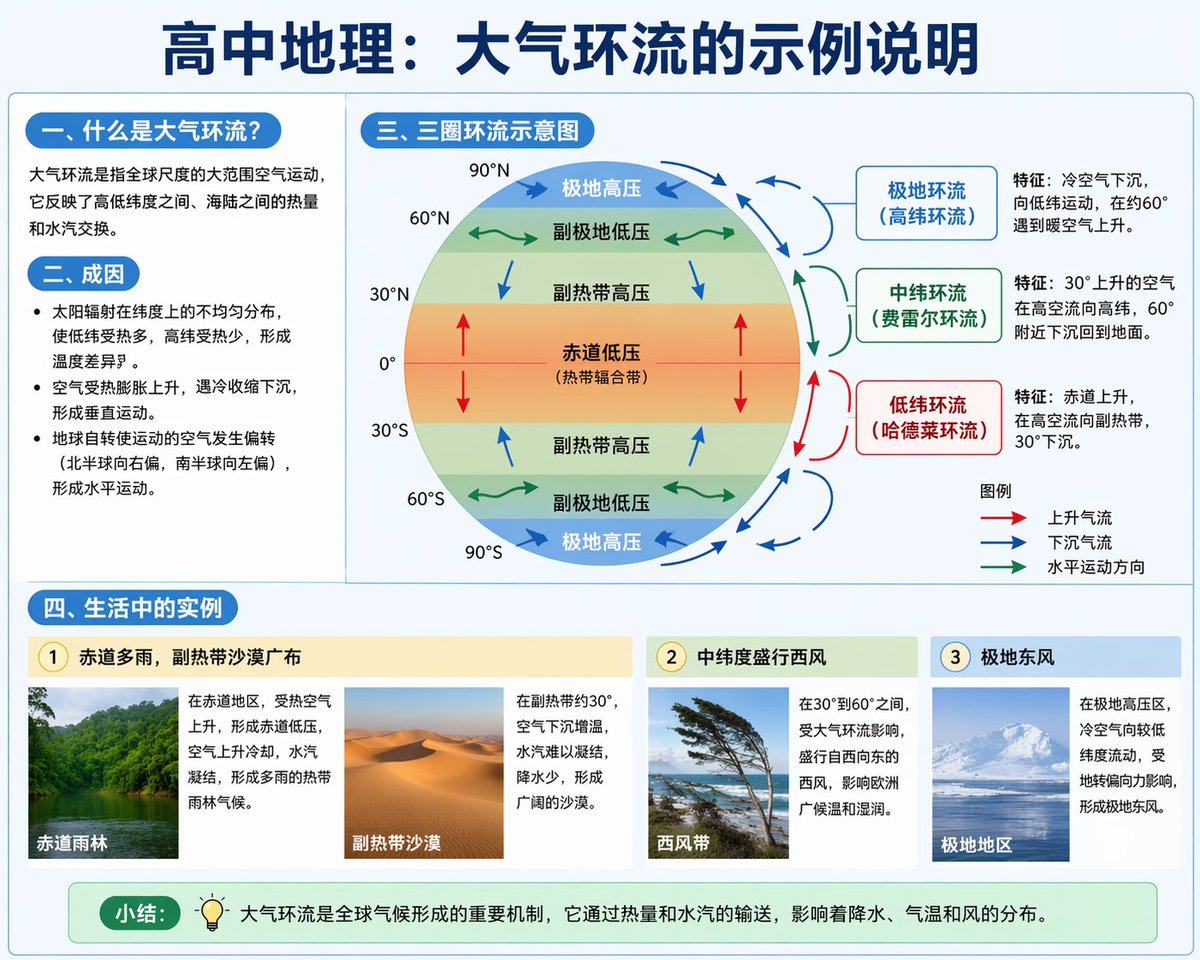 AI Prompt for Educational Infographic Design - Atmospheric Circulation Visuals