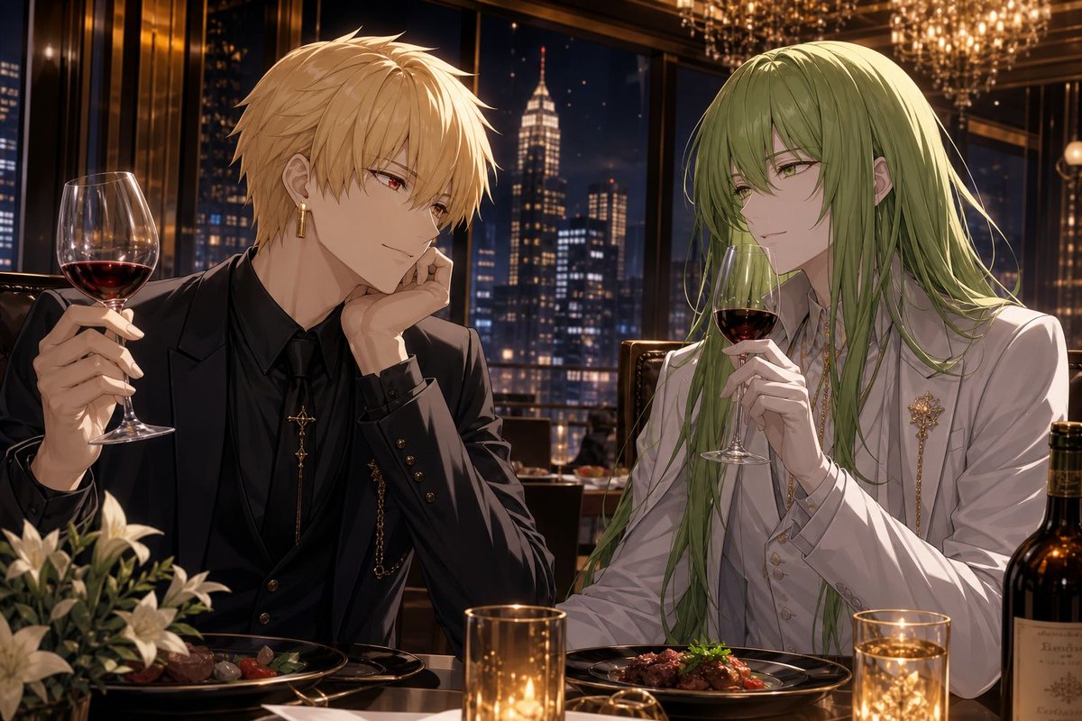 AI Prompt for Elegant Anime Couples with Fantasy Male Characters