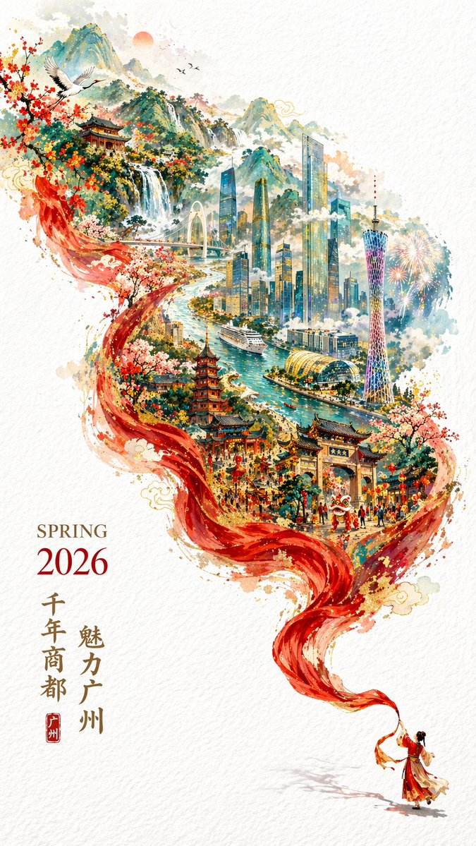 AI Prompt for Elegant City Poster with Traditional Aesthetics and Modern Landmarks