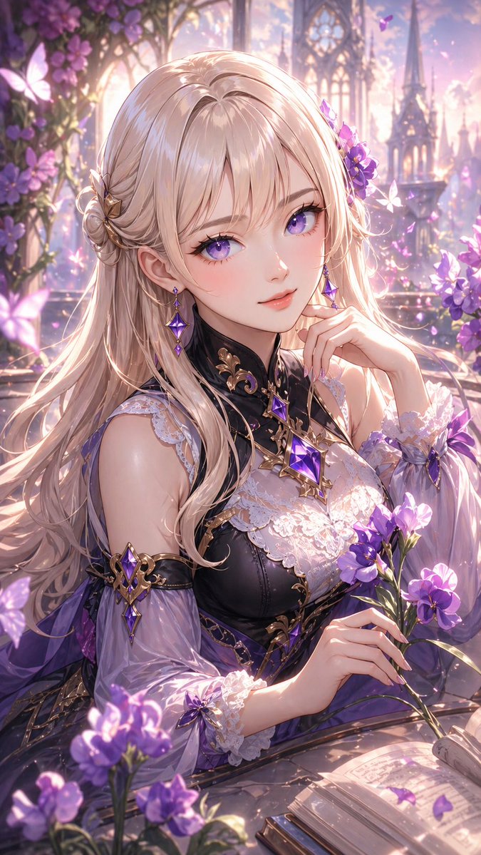 AI Prompt for Elegant Fantasy Girl in Violet Garden Style