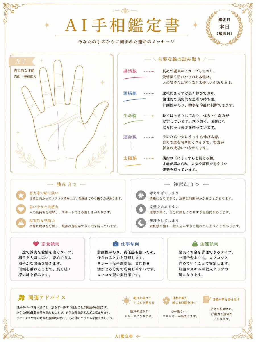 AI Prompt for Elegant Japanese Palmistry Report Graphic