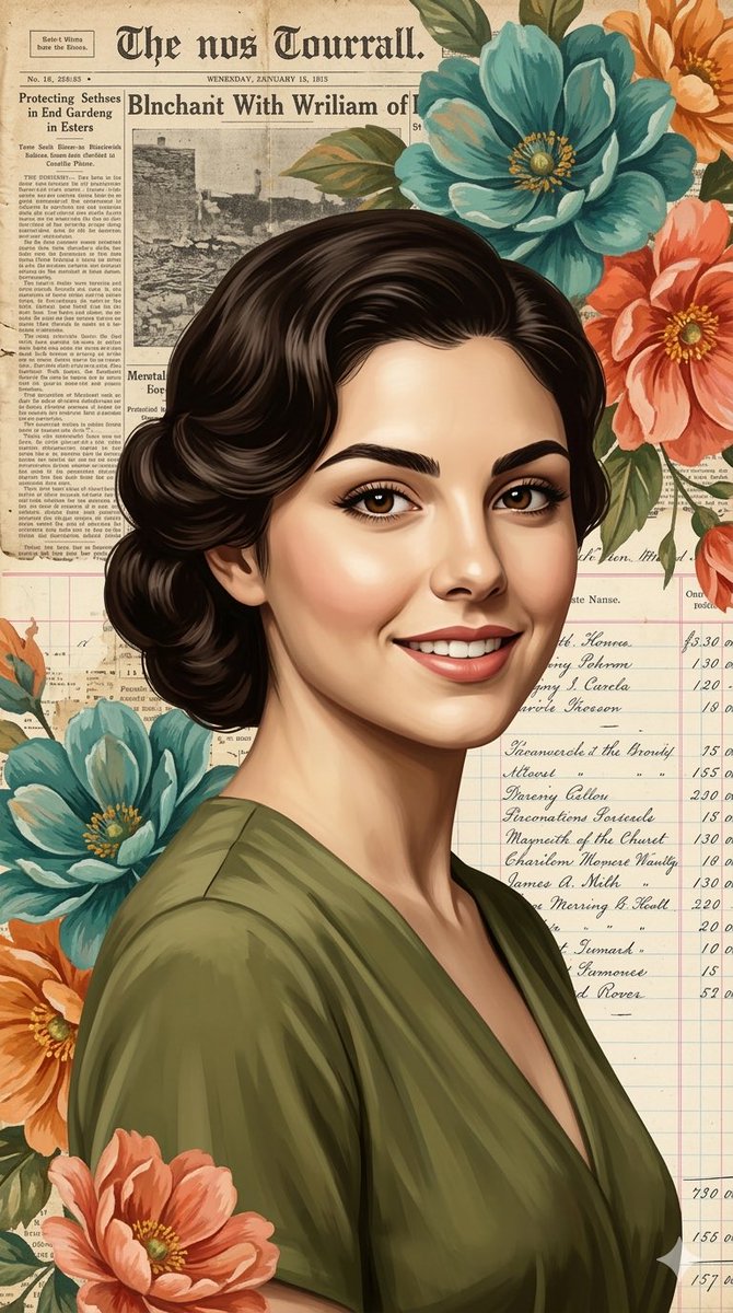 AI Prompt for Elegant Vintage Portrait with Painterly Blooms