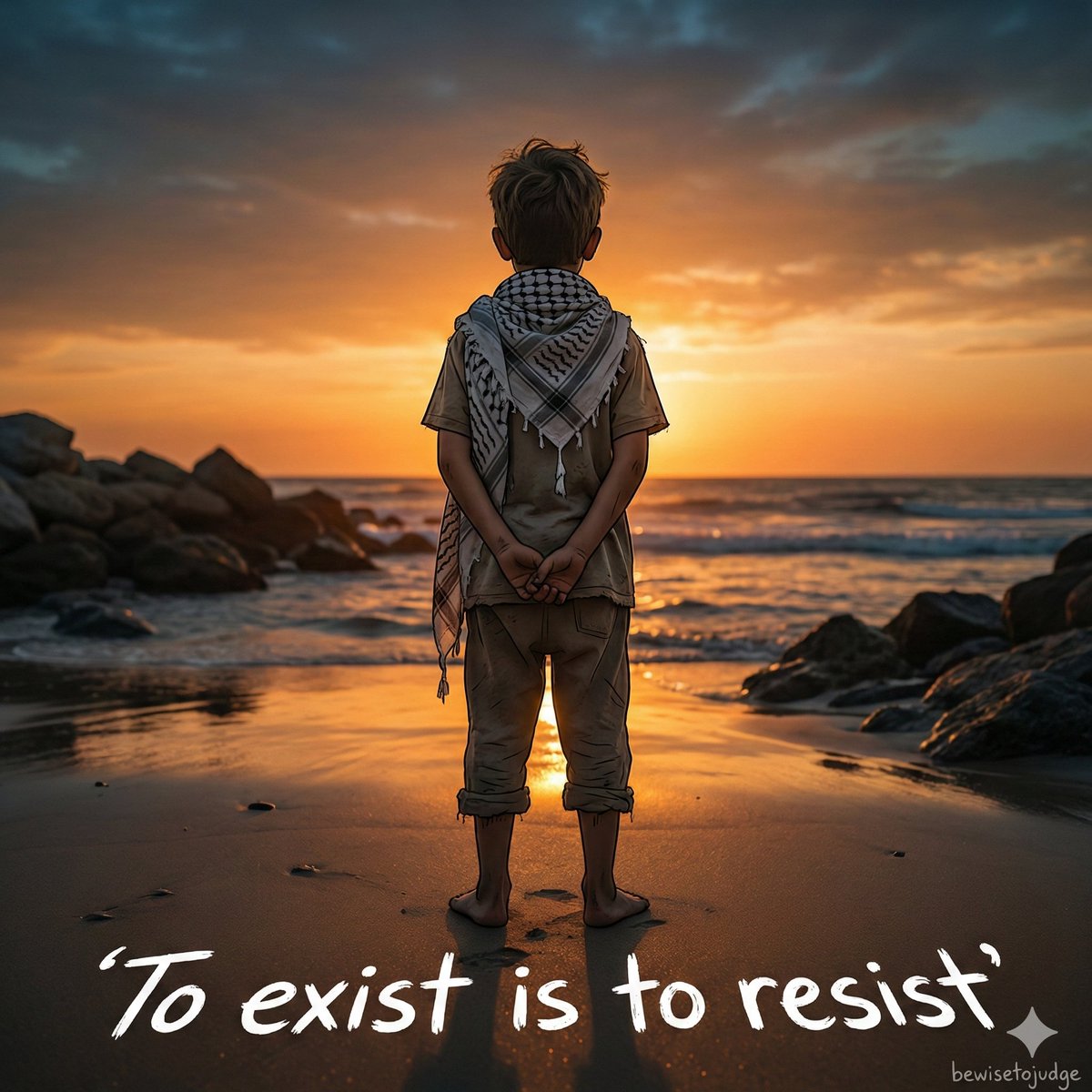 AI Prompt for Emotional Palestinian Boy Portrait Generated Through AI Image Generation