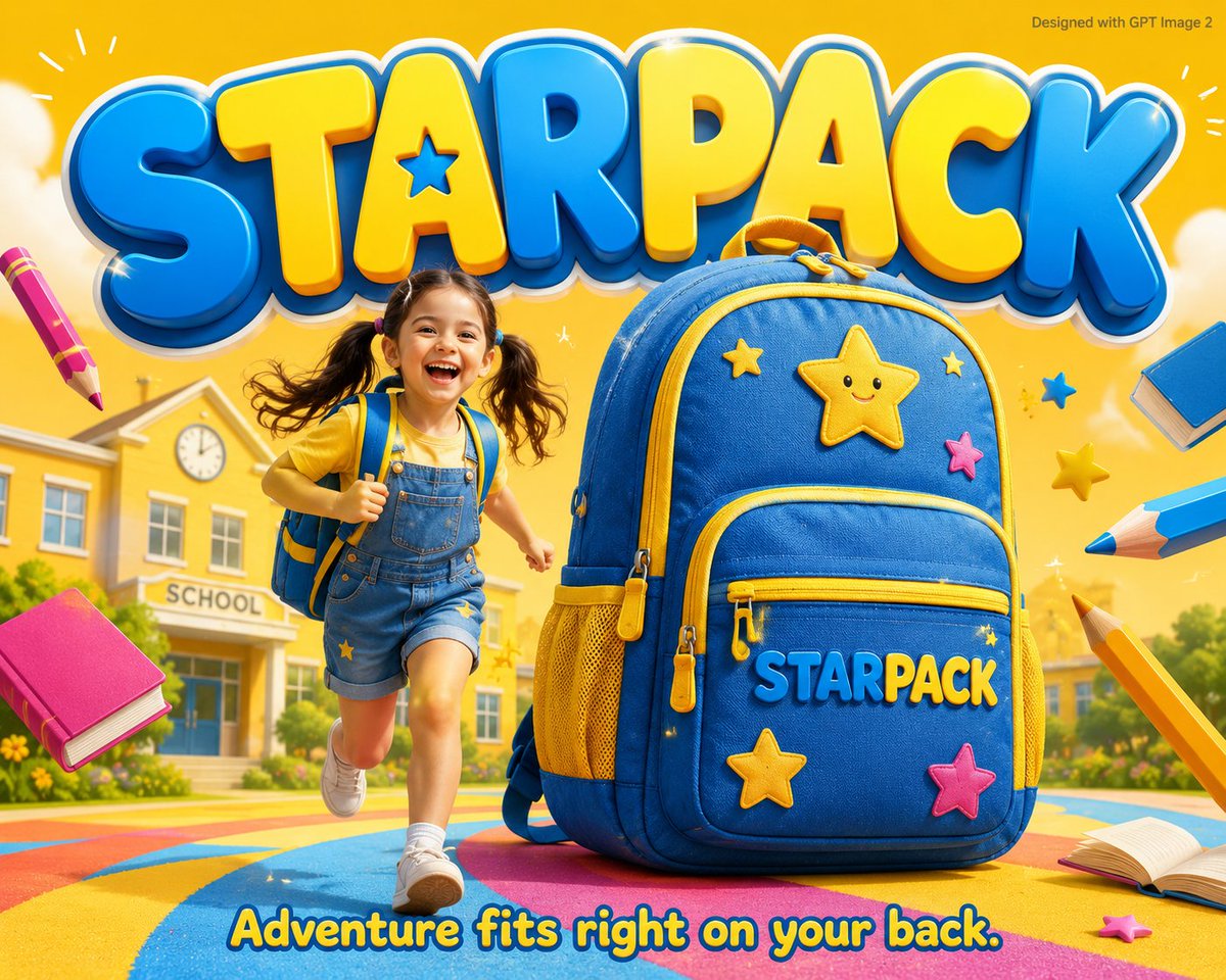 AI Prompt for Energetic School Flyer Art with Cartoon Backpack