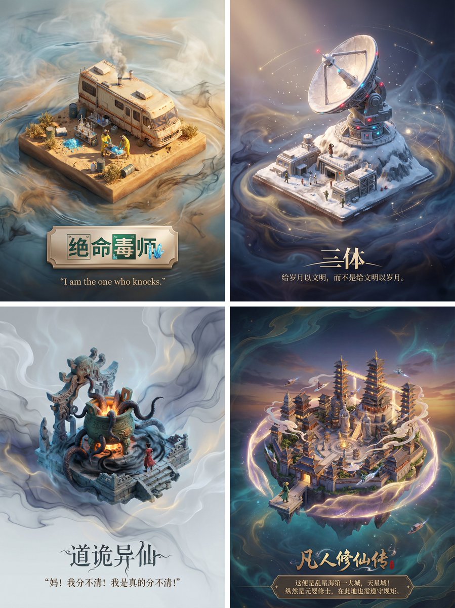 AI Prompt for Epic 3D Diorama Posters with Chinese Style