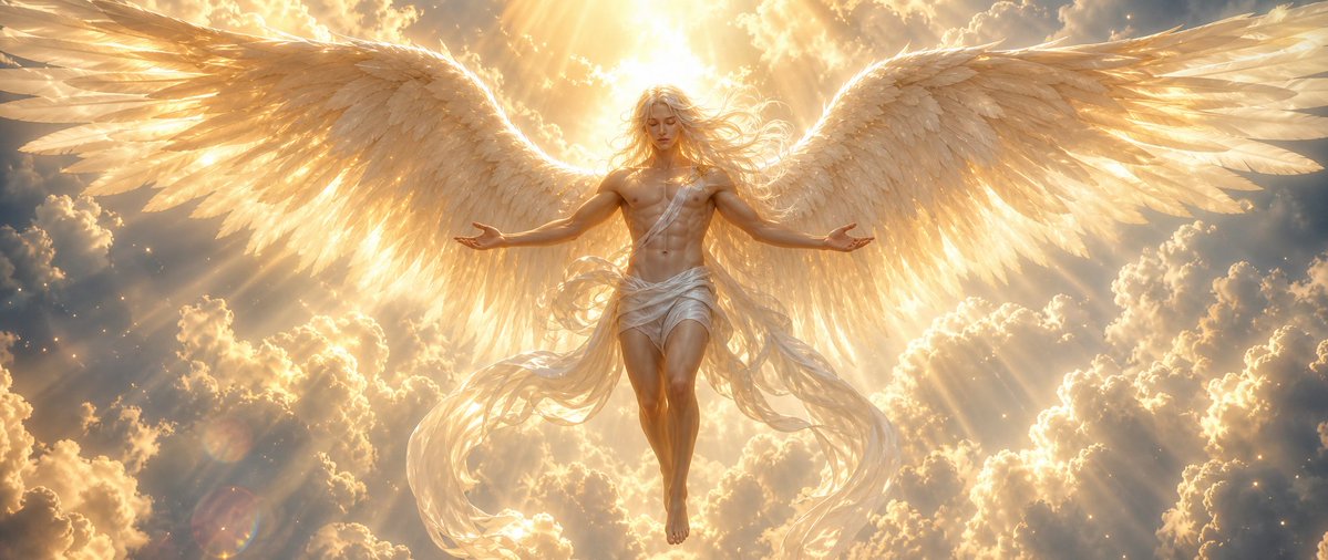 AI Prompt for Epic Angel Scene with Golden Wings and Heavenly Cloud