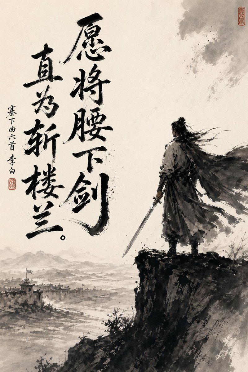 AI Prompt for Epic Chinese Ink Swordsmen and Calligraphy Art