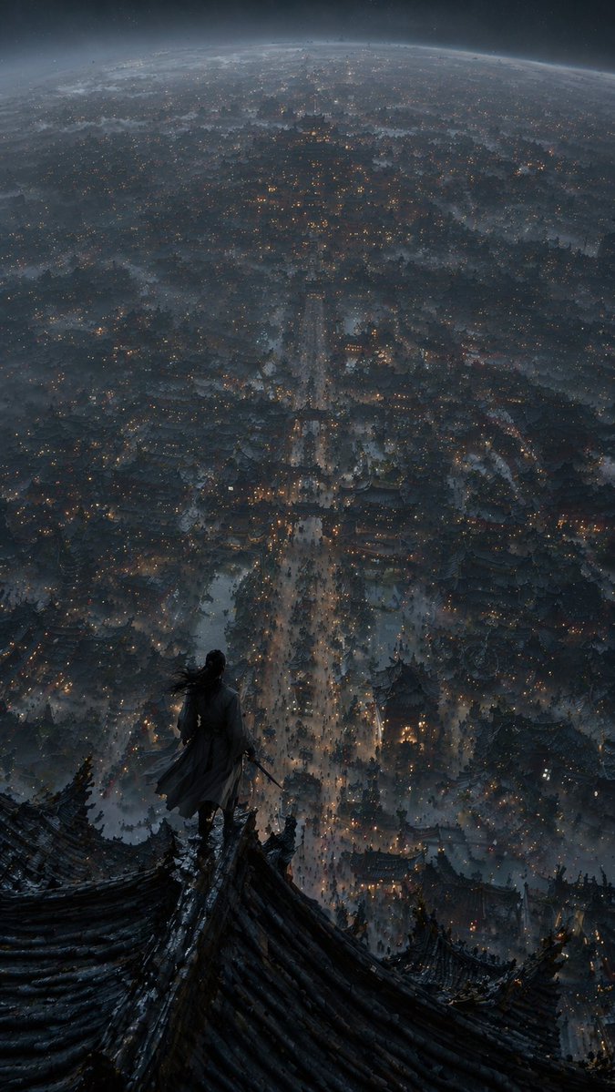 AI Prompt for Epic Fantasy Cityscapes with Lone Figures