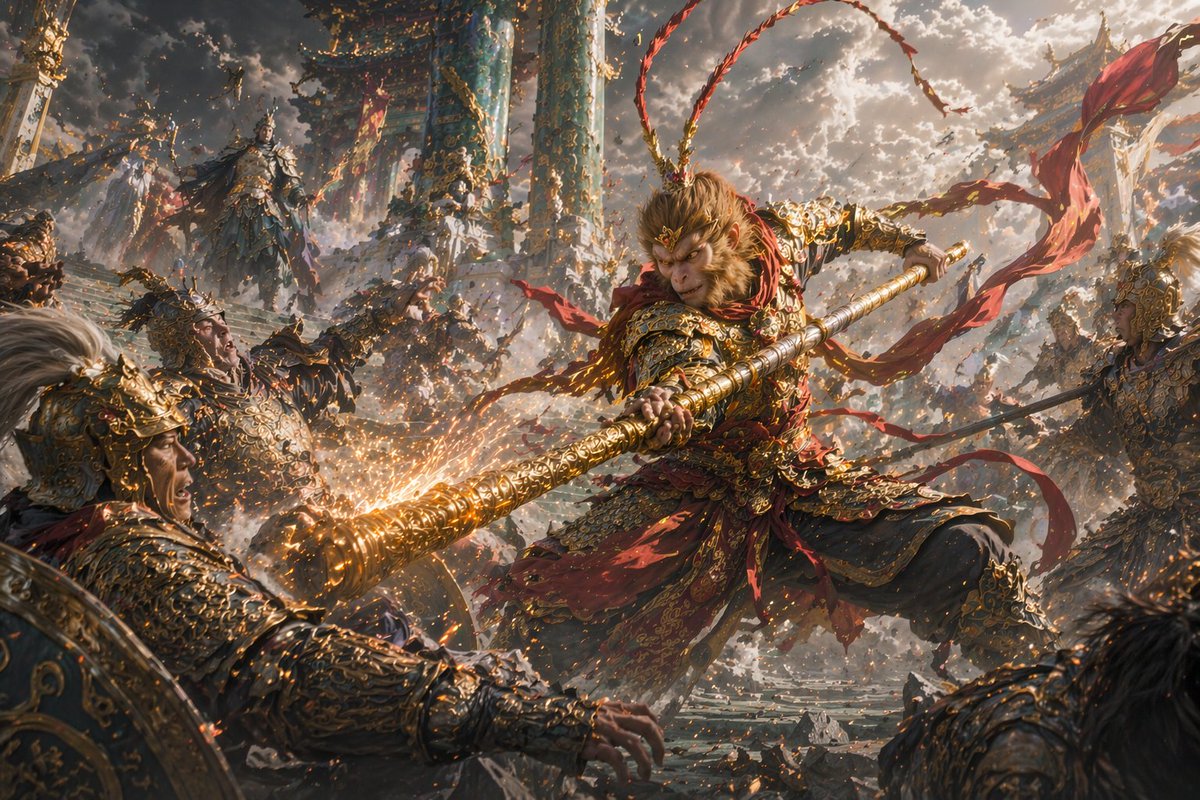 AI Prompt for Epic Fantasy Monkey King Battle Scene