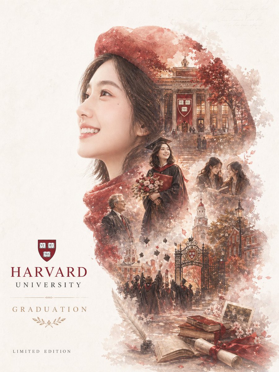 AI Prompt for Epic Graduation Movie Poster in Double-Exposure Style