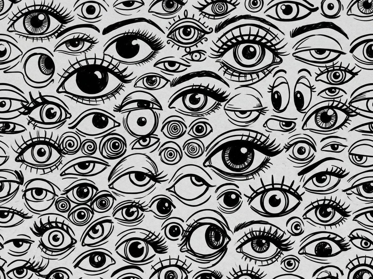 AI Prompt for Eye Pattern Illustrations with Bold Lines