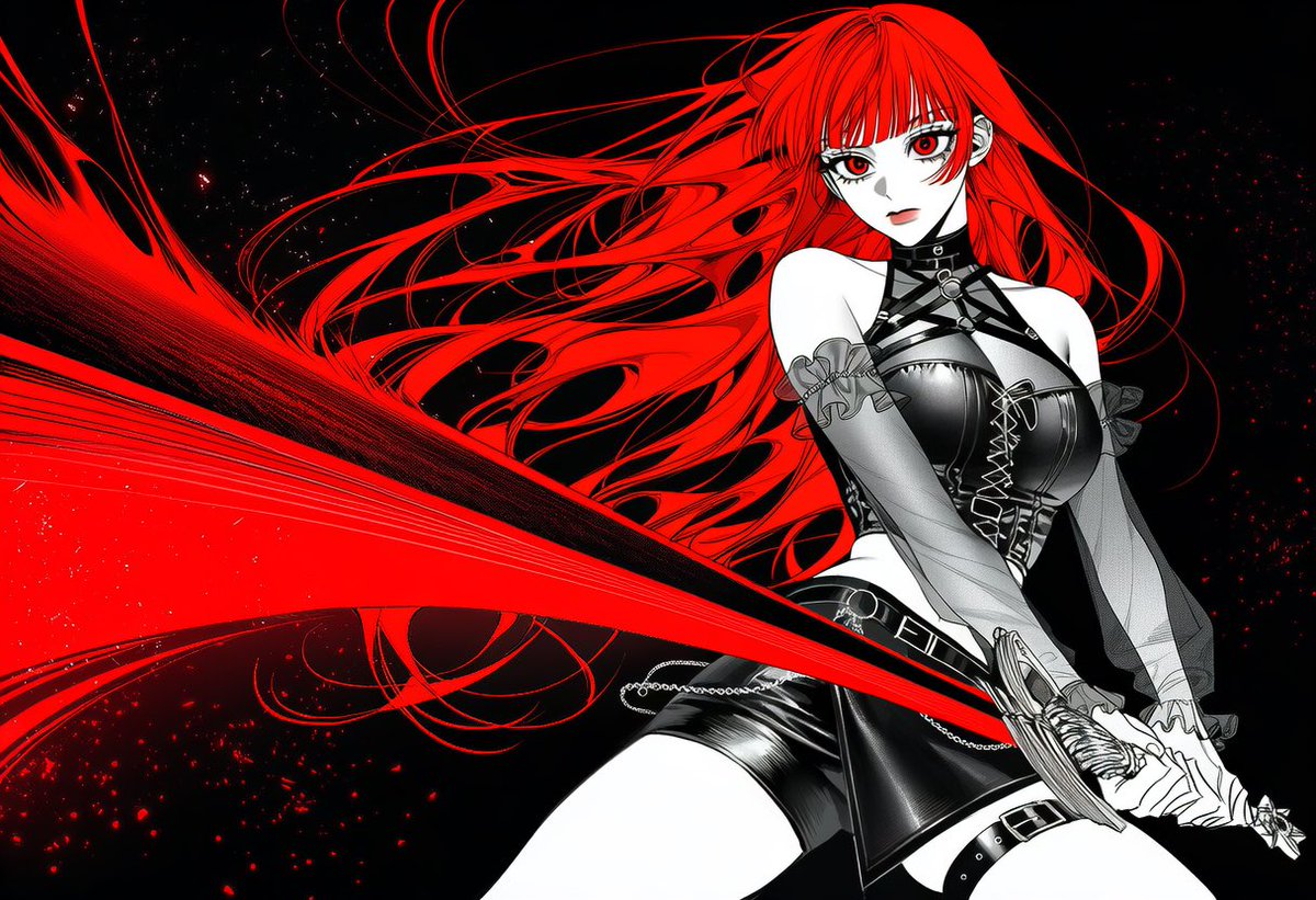 AI Prompt for Fantasy Action Art with Black Background and Red Trail
