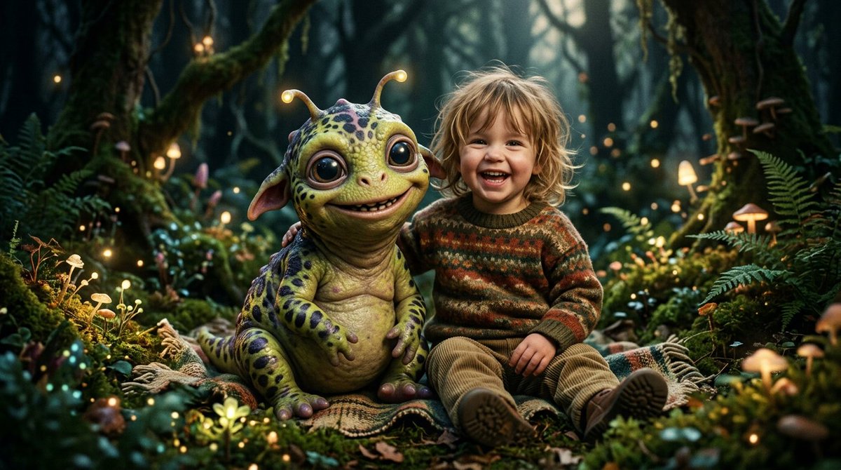 AI Prompt for Fantasy Art with Alien Creatures and Children