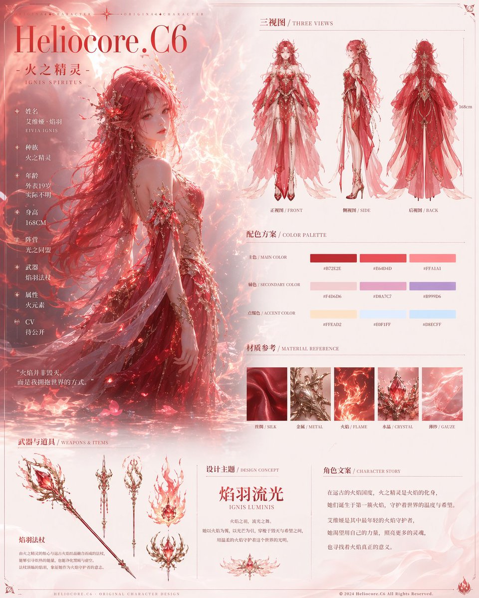 AI Prompt for Fantasy Fire Spirit Character Reference Sheet