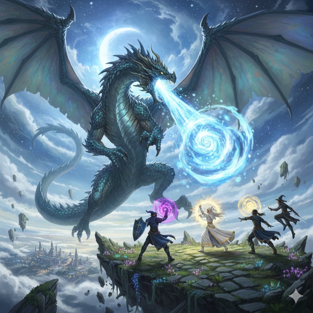AI Prompt for Fantasy Game Art: Bahamut vs Player Character