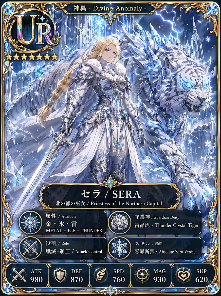 AI Prompt for Fantasy Ice Priestess Character Card with Crystal Tiger