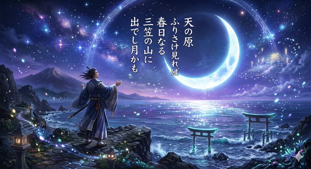 AI Prompt for Fantasy Japanese Illustration with a Twist: Abe no Nakamaro Style