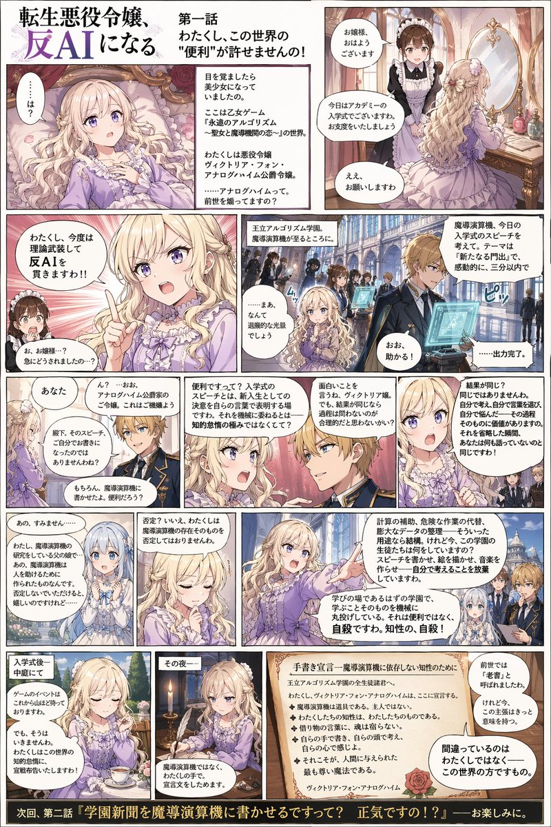 AI Prompt for Fantasy Manga Poster, Anime-style Storyboard, Comic Recap Page