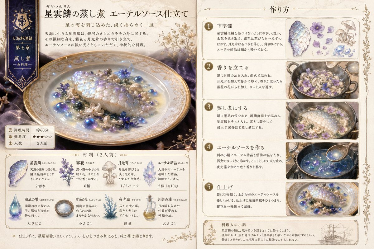 AI Prompt for Fantasy Recipe Illustration with Watercolor Style