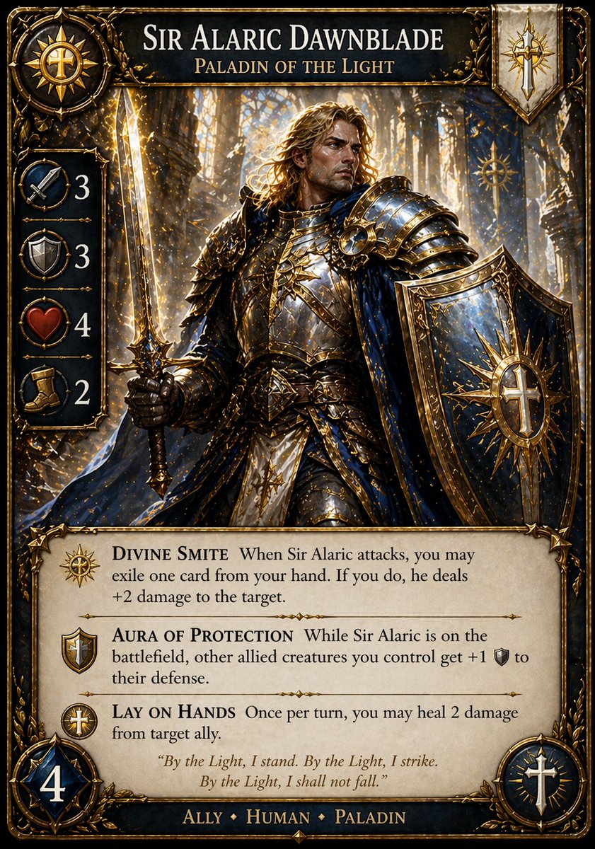 AI Prompt for Fantasy Trading Card Art with Paladin Character