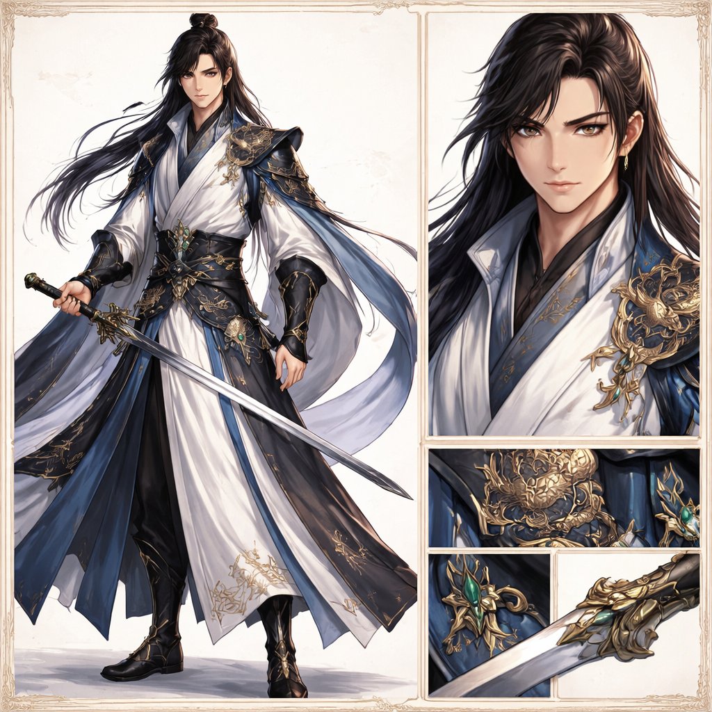 AI Prompt for Fantasy Wuxia Swordsman Illustration
