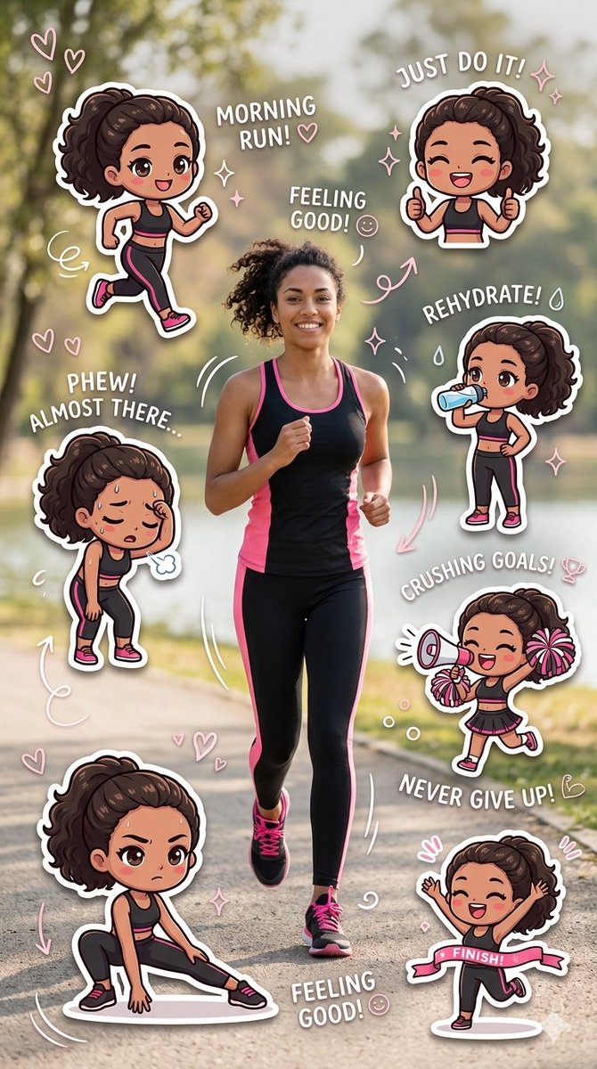 AI Prompt for Fitness Digital Collage with Chibi Workout Characters