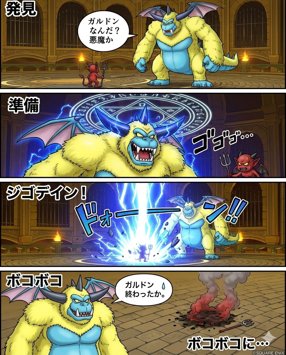 AI Prompt for Galdodon Comic Strip Art with Dragon Quest Character