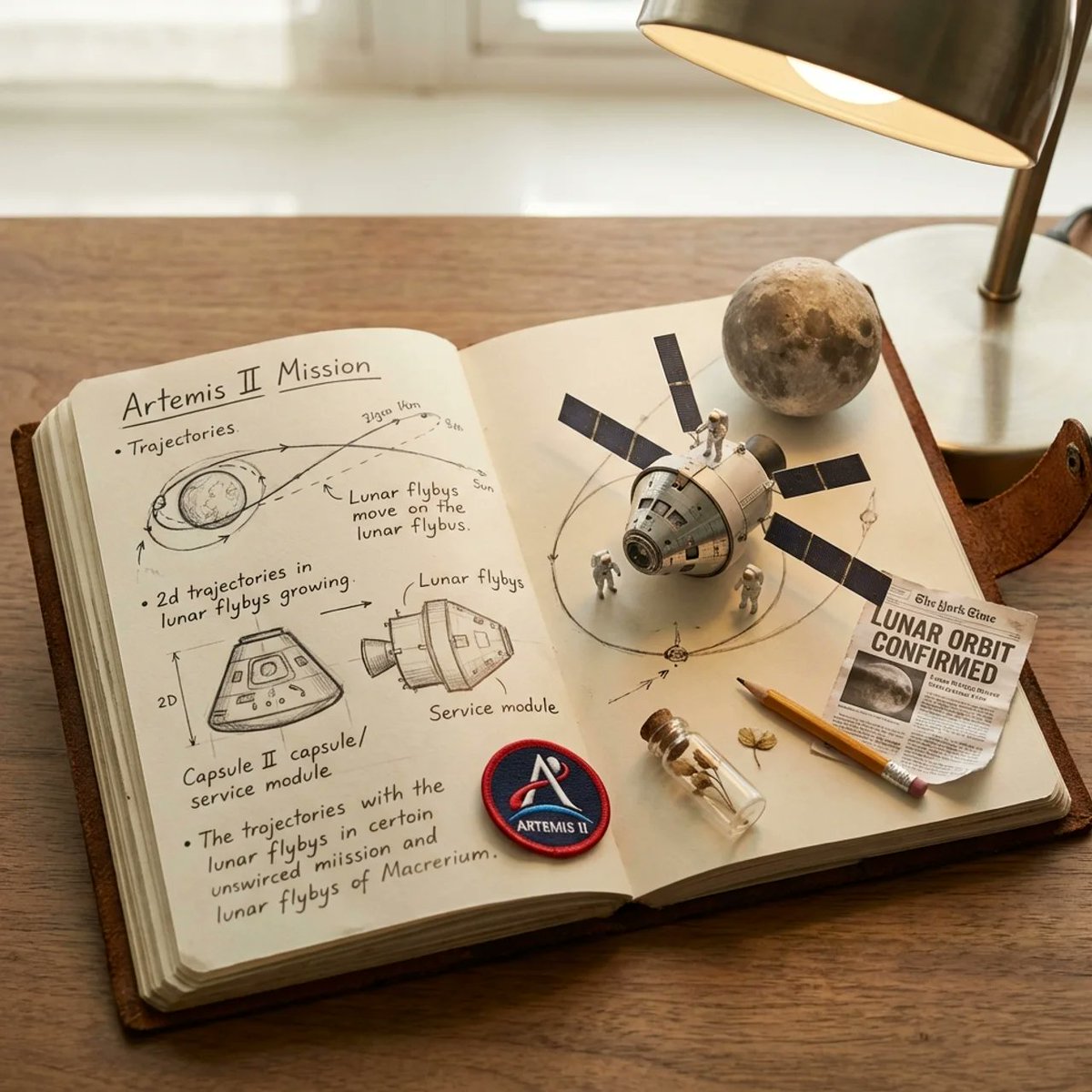 AI Prompt for Generating a 3D Artemis II Mission Plan Journal Diorama