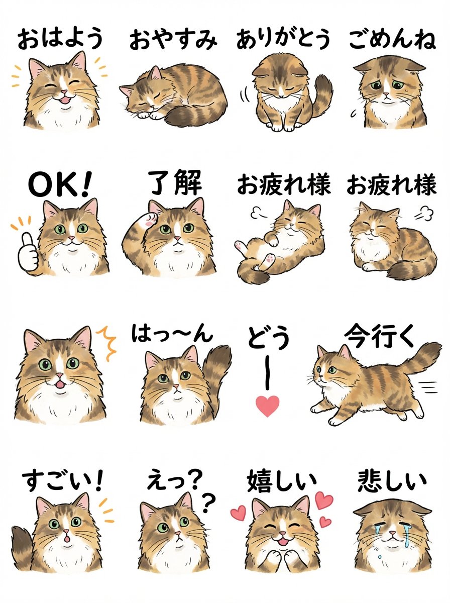 AI Prompt for Generating Custom LINE Stickers with a Cat Character