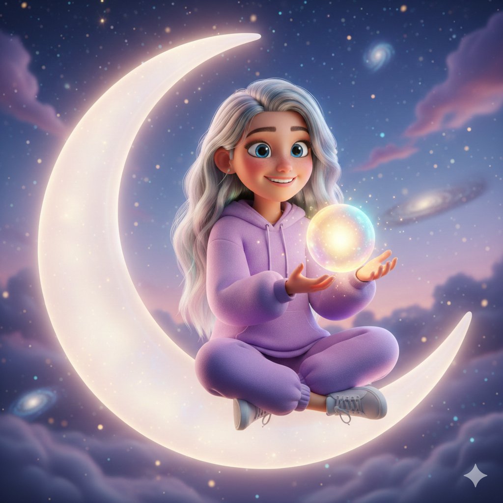 AI Prompt for Generating Cute Pixar-Style 3D Female Character on a Moon