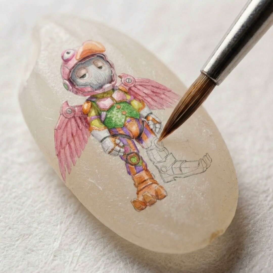 AI Prompt for Generating Highly Realistic Watercolor Art - Rice Grain Painting Progress