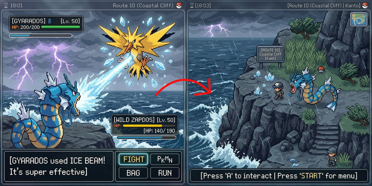 AI Prompt for Generating Pokémon Overworld Screenshot with Character Follow