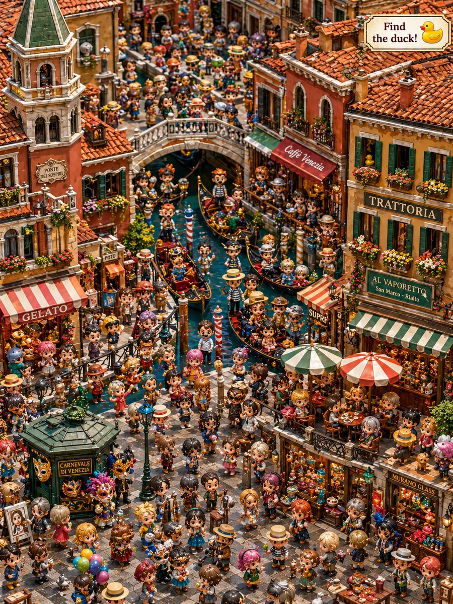 AI Prompt for Generation - Whimsical Venice Chibi Cityscape with Hidden Object