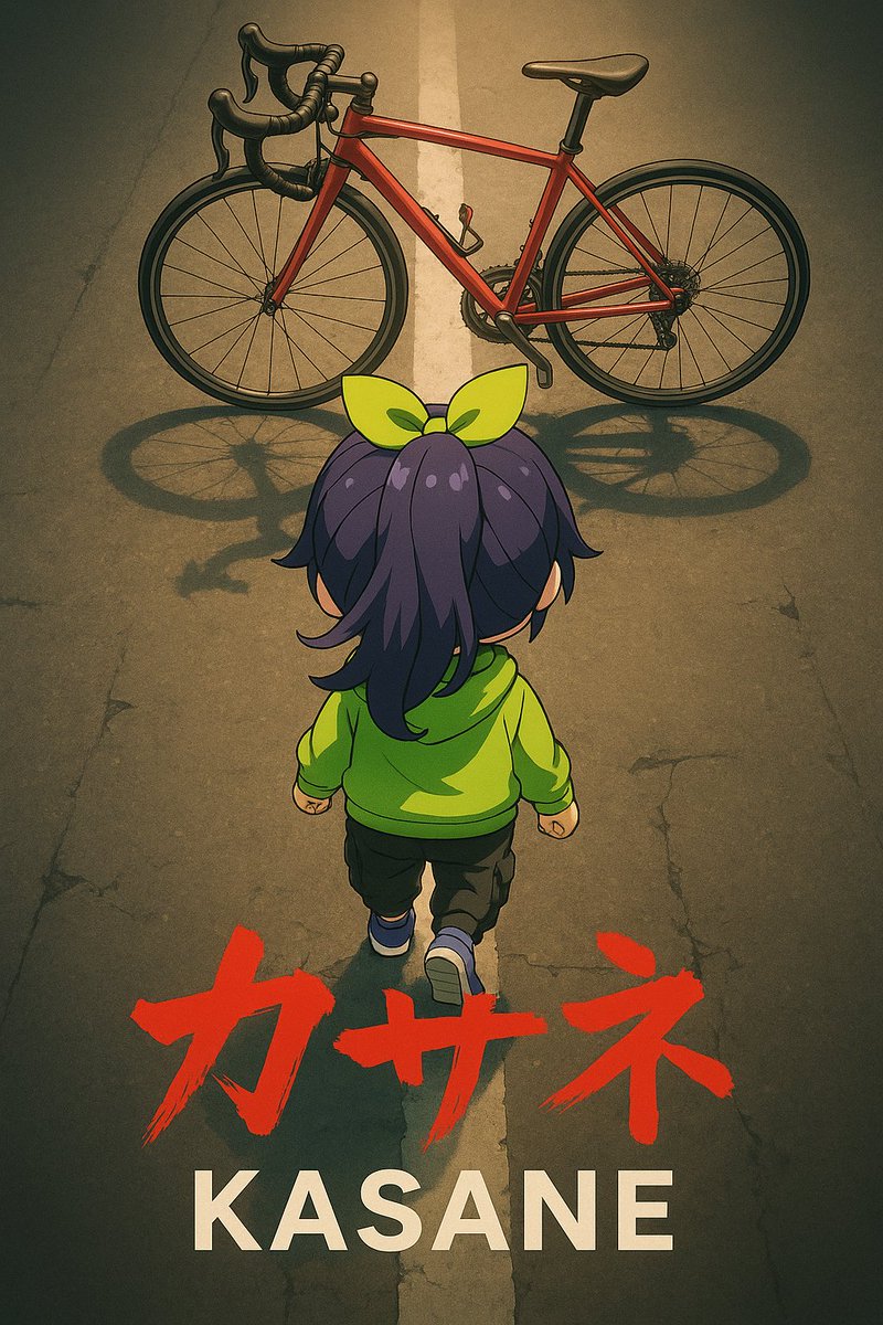 AI Prompt for Generative Anime Movie Poster Art with Chibi Character and Road Bike