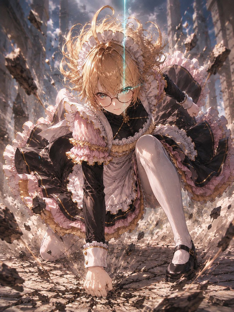AI Prompt for Gothic Anime Illustration - Create a Perky Maid in a Heroic Pose